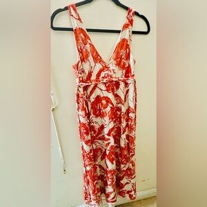 Tocca Maxi Dress with Red/Orange Floral Print for summer